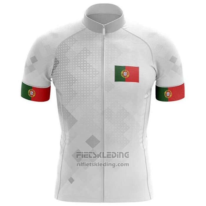 2020 Fietskleding Kampioen Portugal Wit Korte Mouwen en Koersbroek